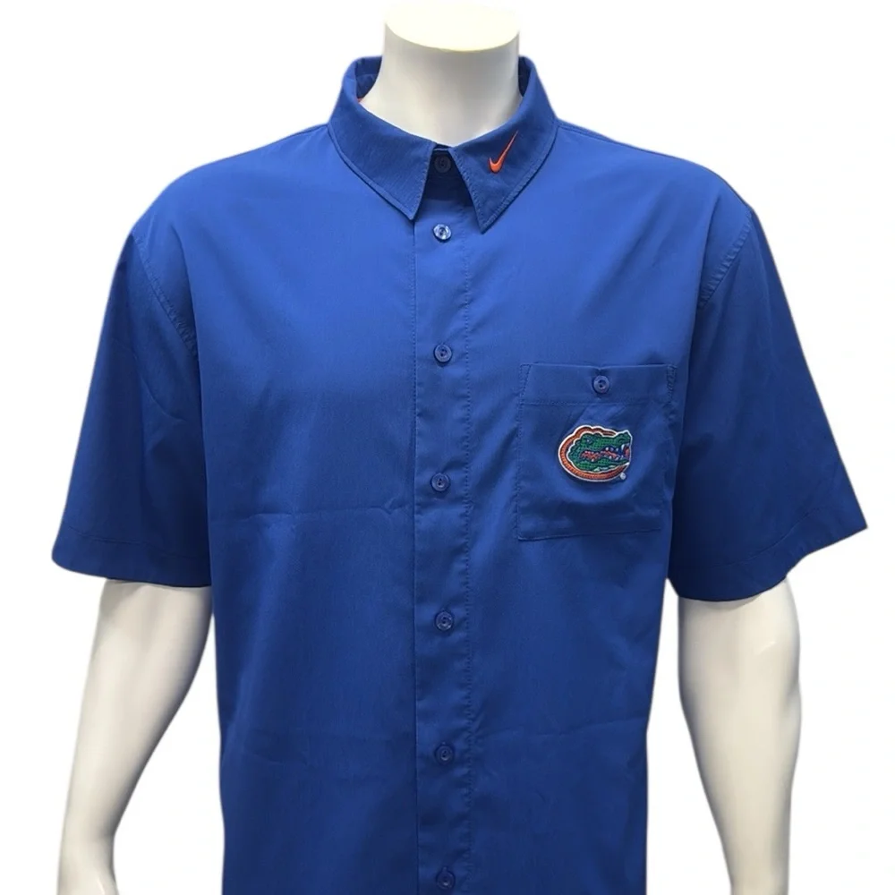 Nike Authentic Team Dri-Fit Florida Gators Blue Embroidered Button Up Shirt XL